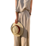 Linen Blends Casual Pants Set