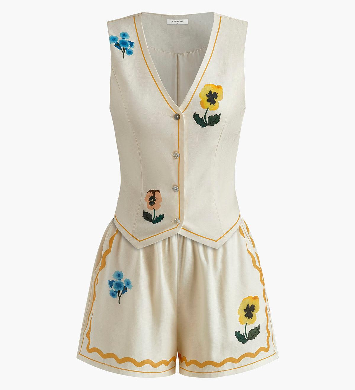 Floral Print Tank Shorts Set