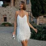 Elegant Feather Mini Dress with Flattering Fit
