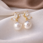 PENDIENTES VINTAGE CIRCONA CRISTAL PERLA