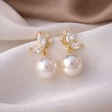 PENDIENTES VINTAGE CIRCONA CRISTAL PERLA