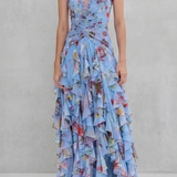 Belladina – Romantic rose cascade – Halter maxi dress