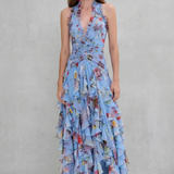 Belladina – Romantic rose cascade – Halter maxi dress