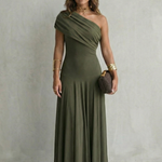 Bellamare – Elegant draped neckline – One shoulder maxi dress
