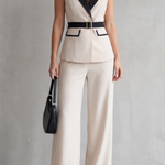 Bellavive – Two-tone lapel – Sleeveless trouser suit