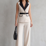 Bellavive – Two-tone lapel – Sleeveless trouser suit