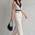 Bellavive – Two-tone lapel – Sleeveless trouser suit