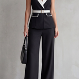 Bellavive – Two-tone lapel – Sleeveless trouser suit