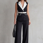 Bellavive – Two-tone lapel – Sleeveless trouser suit
