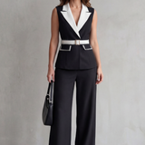 Bellavive – Two-tone lapel – Sleeveless trouser suit