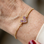 PULSERA ROSA EMPOLVADA AMOR | ORO