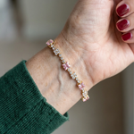 PULSERA ROSA EMPOLVADA CARRÉS TENIS | ORO