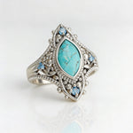 ANILLO BOHEMIO RÉTRO STYLE AZUL CRISTAL INCRUSTÉ TURQUESA