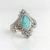 ANILLO BOHEMIO RÉTRO STYLE AZUL CRISTAL INCRUSTÉ TURQUESA