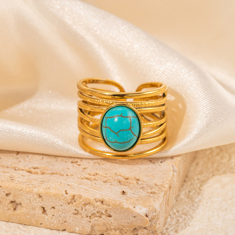 ANILLO BOHEMIO REDONDO TURQUESA SPIRALE