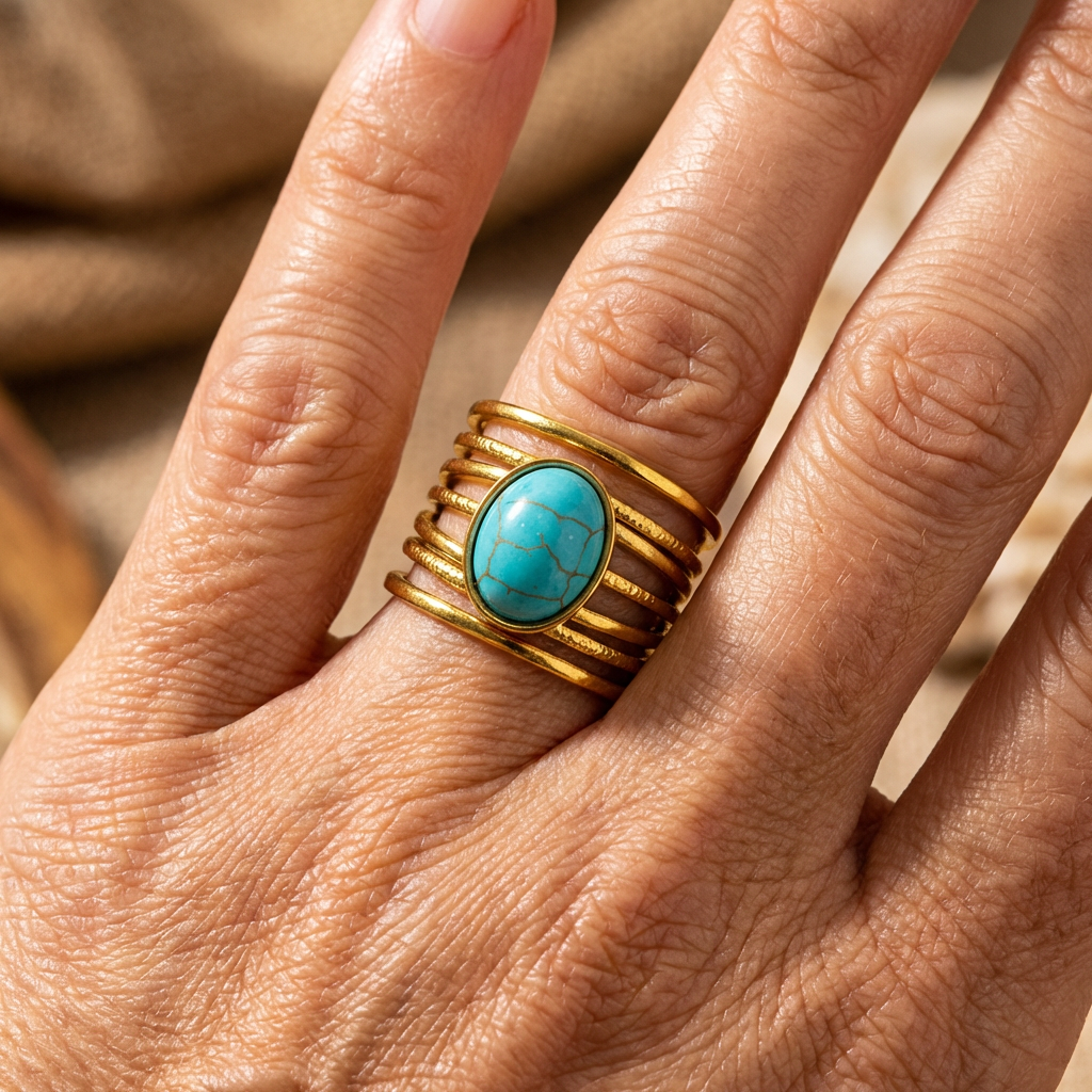 ANILLO BOHEMIO REDONDO TURQUESA SPIRALE