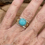 ANILLO BOHEMIO BICOLORE PLAQUÉ REDONDO TURQUESA PIERRE
