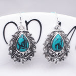 PENDIENTES BOHEMIO VINTAGE STYLE FILIGRANE TURQUESA COLGANTE