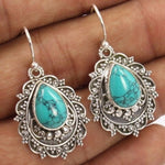 PENDIENTES BOHEMIO VINTAGE STYLE FILIGRANE TURQUESA COLGANTE