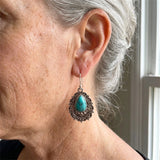 PENDIENTES BOHEMIO VINTAGE STYLE FILIGRANE TURQUESA COLGANTE