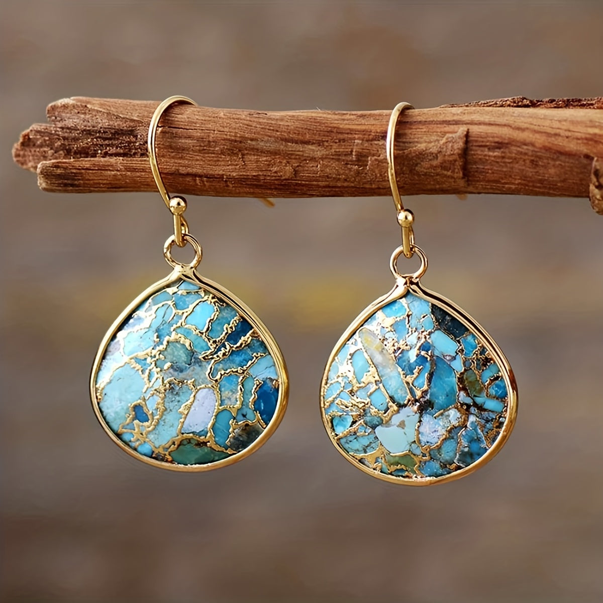 PENDIENTES BOHEMIO TURQUESA MOSAÏQUE GOTA
