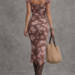 VESTIDO MIDI AJUSTADO CON ESCOTE CORAZÓN Y ABERTURA - VALERINA MARBELLA