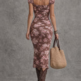 VESTIDO MIDI AJUSTADO CON ESCOTE CORAZÓN Y ABERTURA - VALERINA MARBELLA