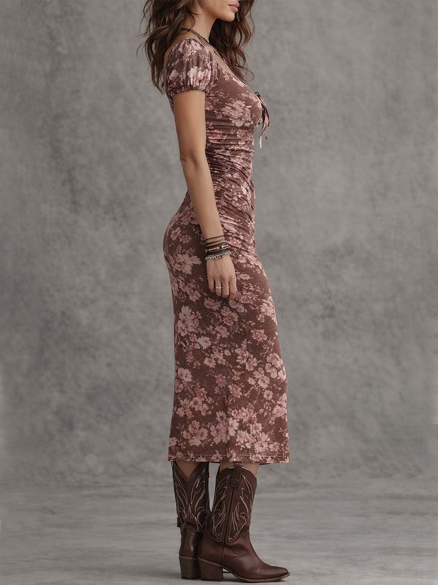 VESTIDO MIDI AJUSTADO CON ESCOTE CORAZÓN Y ABERTURA - VALERINA MARBELLA