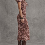 VESTIDO MIDI AJUSTADO CON ESCOTE CORAZÓN Y ABERTURA - VALERINA MARBELLA