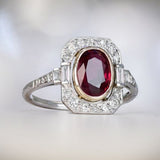 ANILLO VINTAGE ROJO CIRCONA PLATA