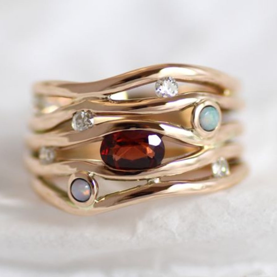 ANILLO VINTAGE CIRCONA FINO DORADO