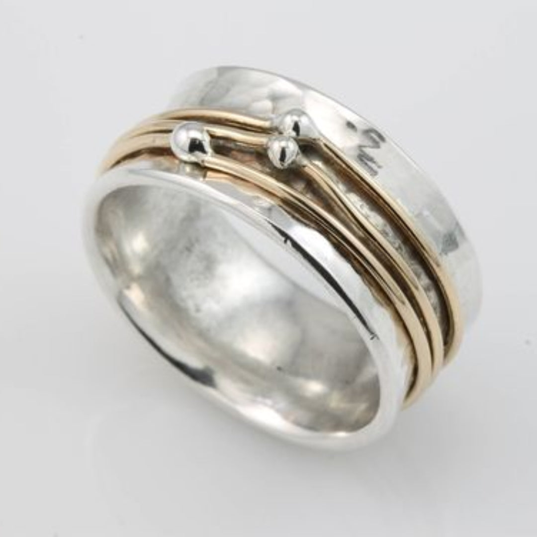 ANILLO VINTAGE ORO SUPERPUESTO PLATA