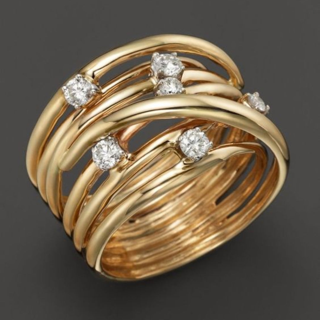 ANILLO VINTAGE DORADO CIRCONA FINO