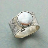 ANILLO VINTAGE INCRUSTÉ BLANCO PERLA PLATA