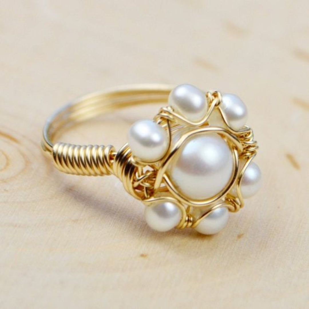 ANILLO VINTAGE INCRUSTÉ PERLES DORADO