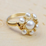ANILLO VINTAGE INCRUSTÉ PERLES DORADO
