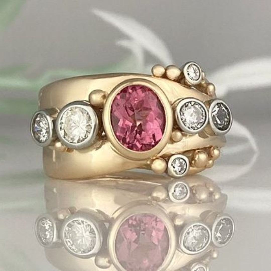 ANILLO VINTAGE ROJO CIRCONA DORADO