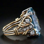 ANILLO VINTAGE AZUL CIRCONA SUPERPUESTO ORO