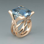 ANILLO VINTAGE ROSA ORO AZUL CIRCONA