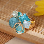 ANILLO VINTAGE AZUL ORO