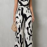 Calivana – Abstract print halter – Wide-leg jumpsuit