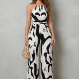 Calivana – Abstract print halter – Wide-leg jumpsuit