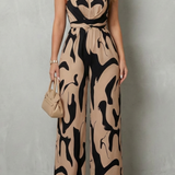 Calivana – Abstract print halter – Wide-leg jumpsuit