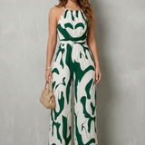 Calivana – Abstract print halter – Wide-leg jumpsuit