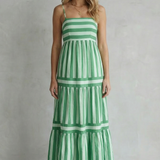 Candessa – Playful stripe tiers – Strappy maxi dress