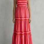 Candessa – Playful stripe tiers – Strappy maxi dress