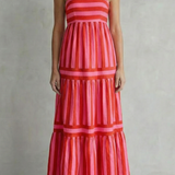 Candessa – Playful stripe tiers – Strappy maxi dress