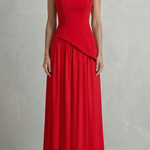 Celestara – Sculpted draped slit – Strapless maxi dress