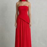 Celestara – Sculpted draped slit – Strapless maxi dress