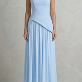 Celestara – Sculpted draped slit – Strapless maxi dress